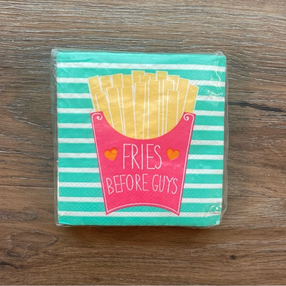 Design Focus “Fries Before Guys” Novelty Cocktail Napkins 40 count - Picture 2 of 5